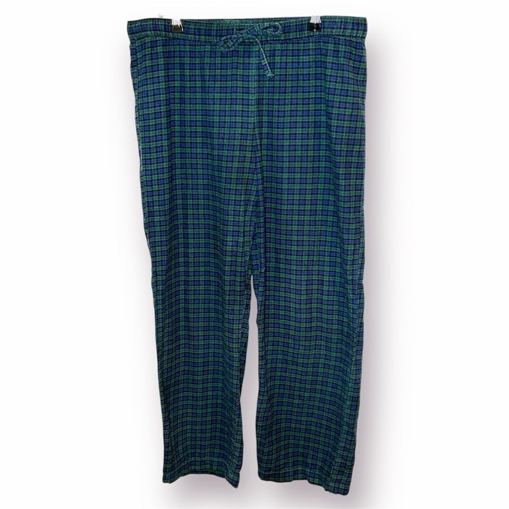 GAP Navy Classic Blue Green Cotton Plaid Pajama Pants Drawstring M